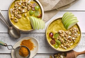 Golden almond smoothie bowl