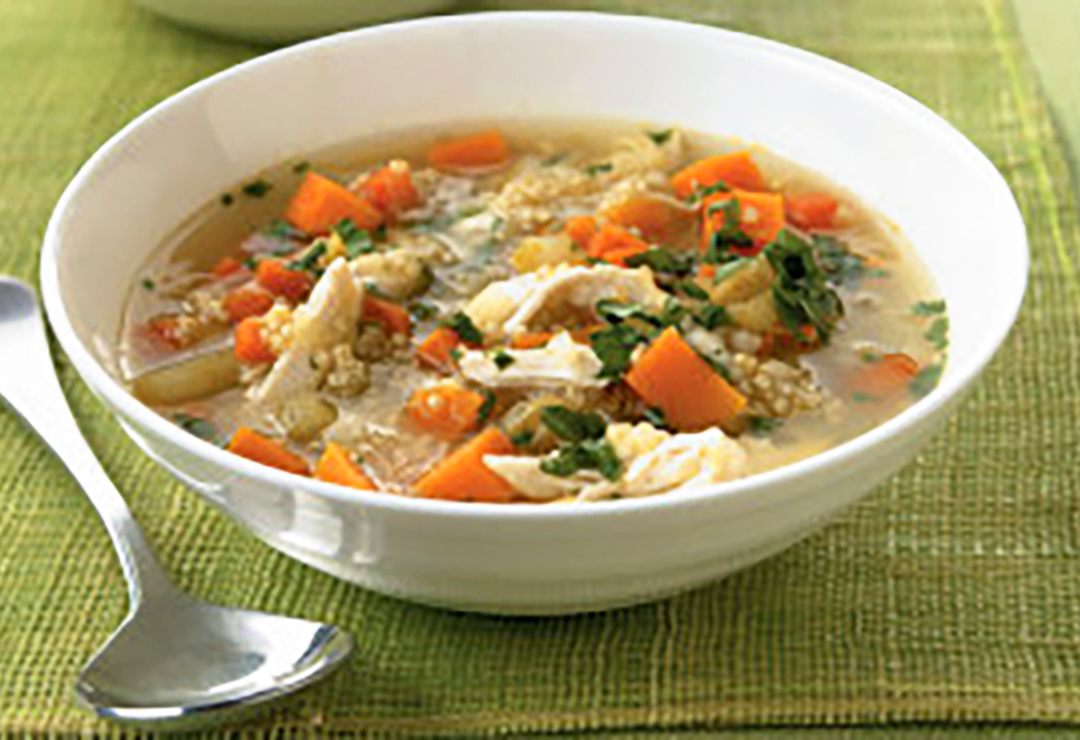 Chicken and pumpkin soup with quinoa