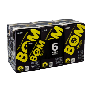 Coles Bom Banana Flavoured Liquid Breakfast 6x250mL