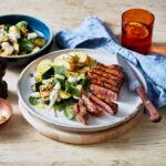Harissa spiced Porterhouse steak with chargrilled zucchini