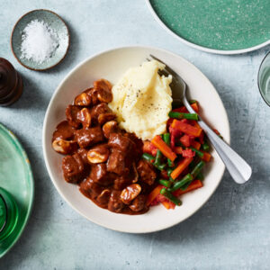 Beef Bourguignon with Vegetables and Potato & Butter Bean Mash
