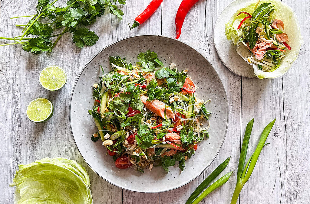 Vietnamese-inspired smoked trout salad