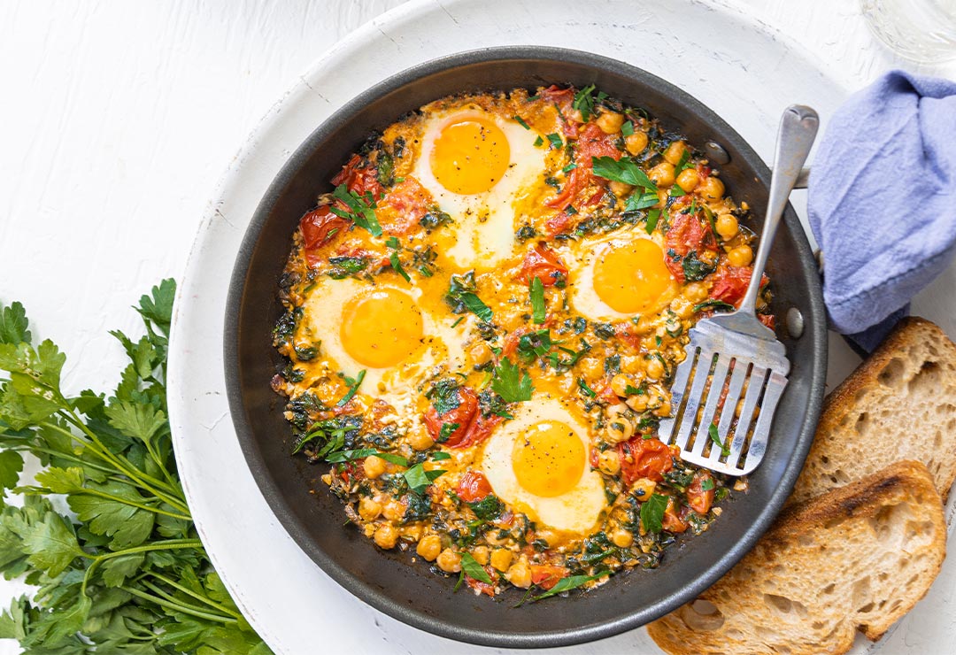 eggs with chickpeas and spinach